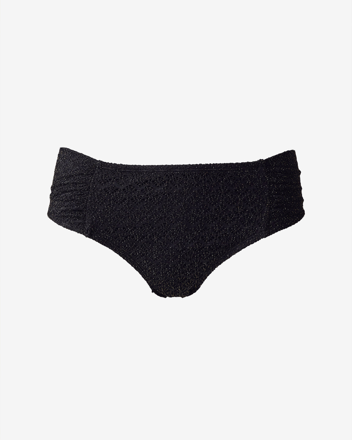 Swim Sense Metallic Crochet Bikini Bottom Black