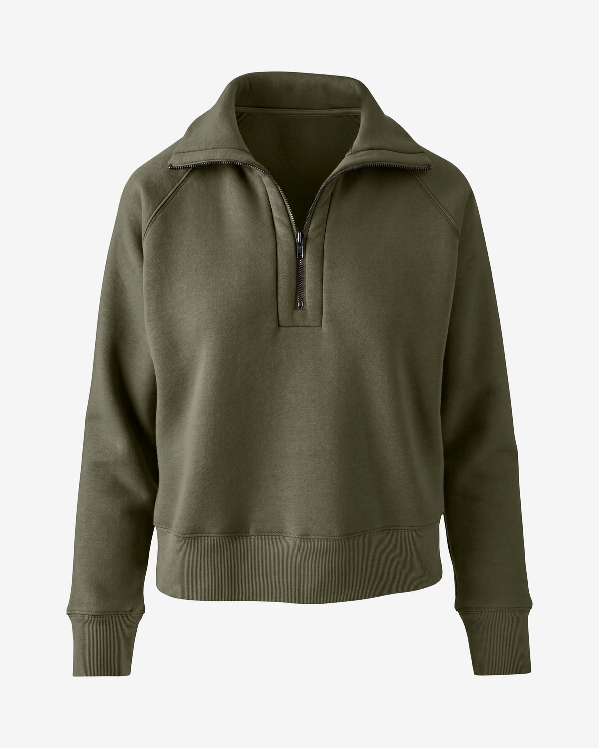Brushed French Terry Half Zip Collared Sweatshirt Olive Night