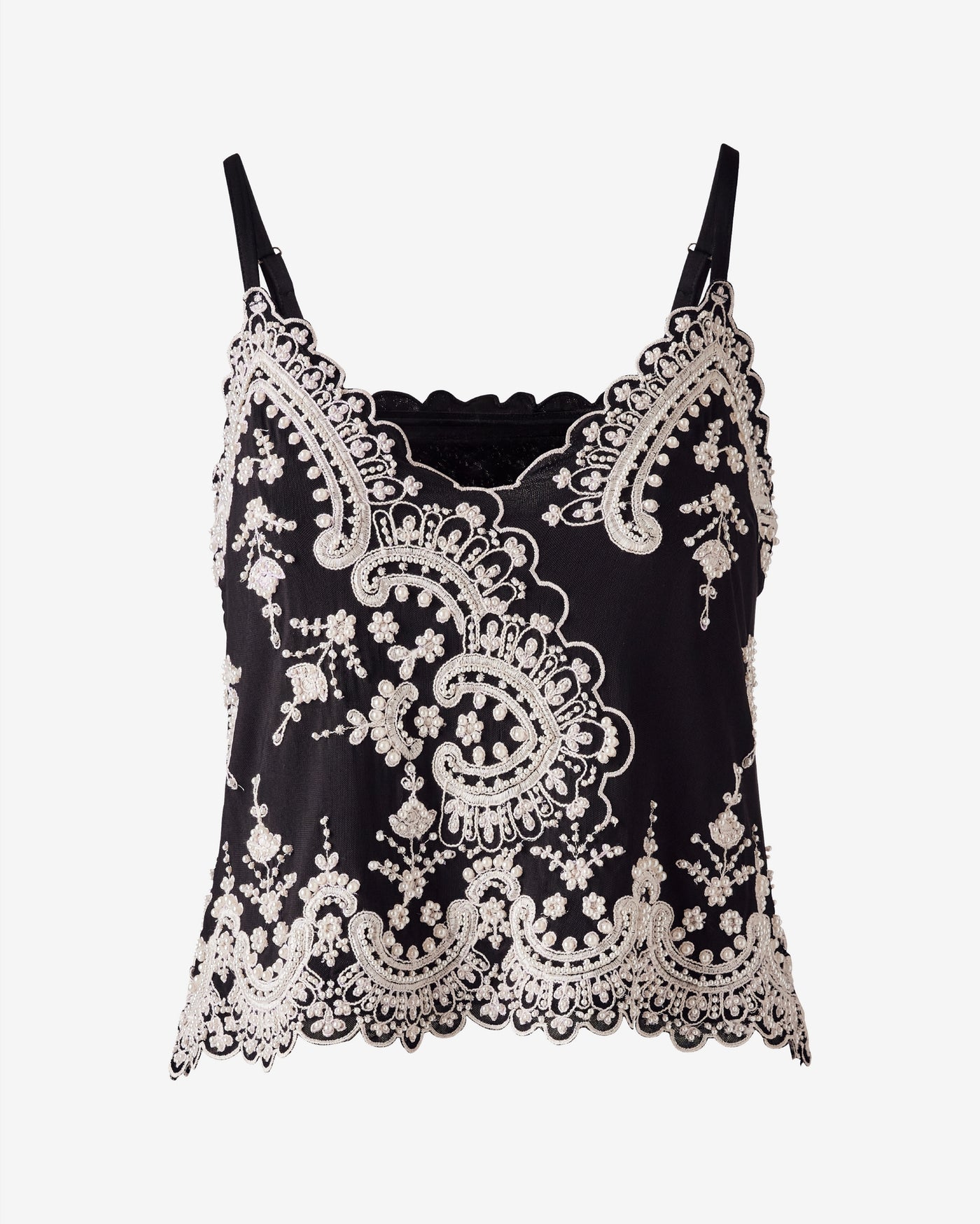 Beaded Detail Cami Proper Black/Off White