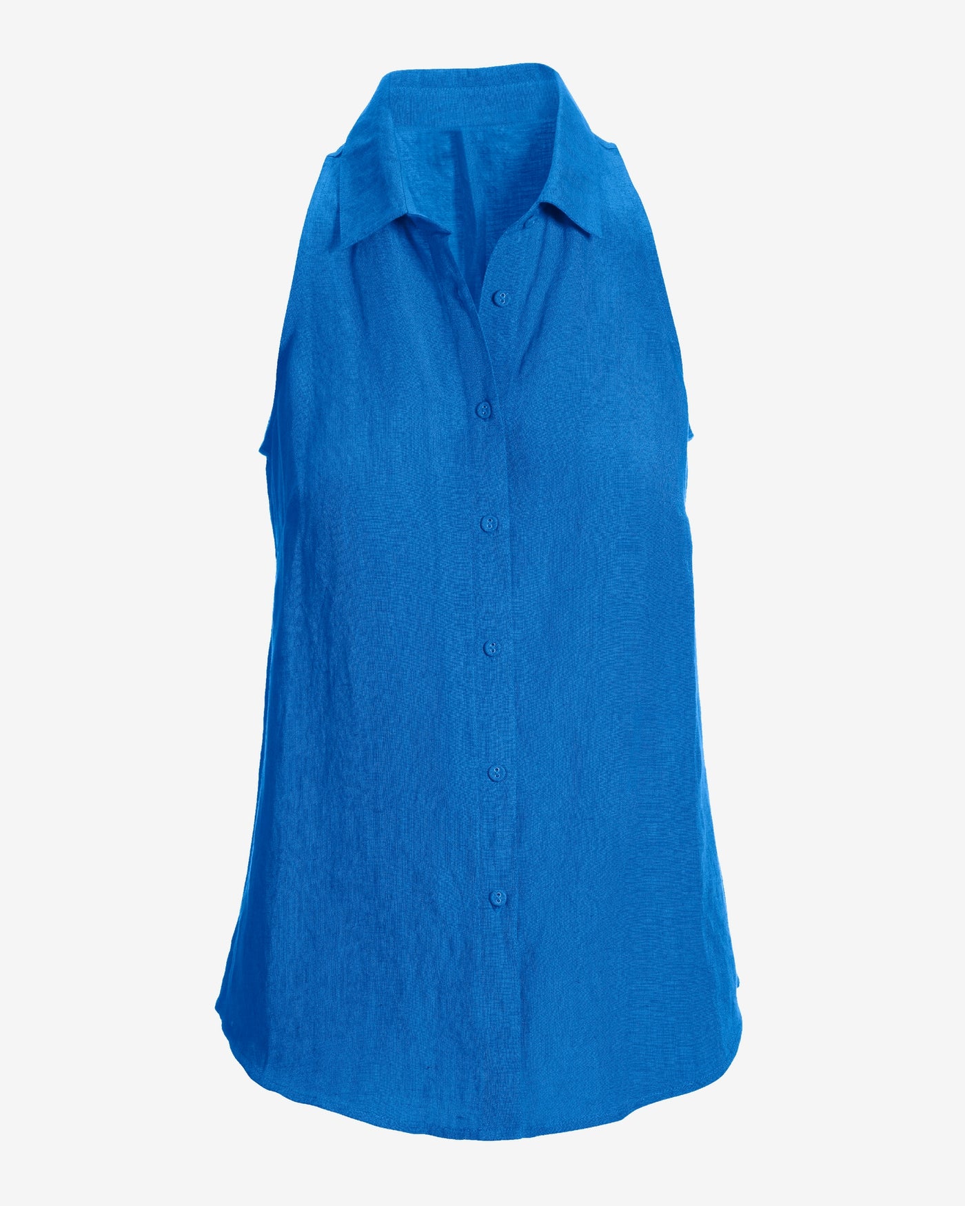 Linen Sleeveless Button-Front Shirt Indigo Bunting