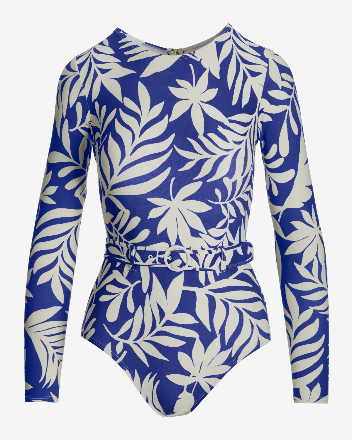Printed Belted Rashguard One Piece Blue White