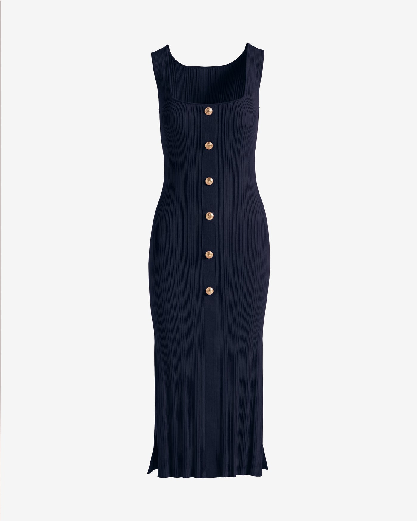 Crested Button Sweater Dress Navy