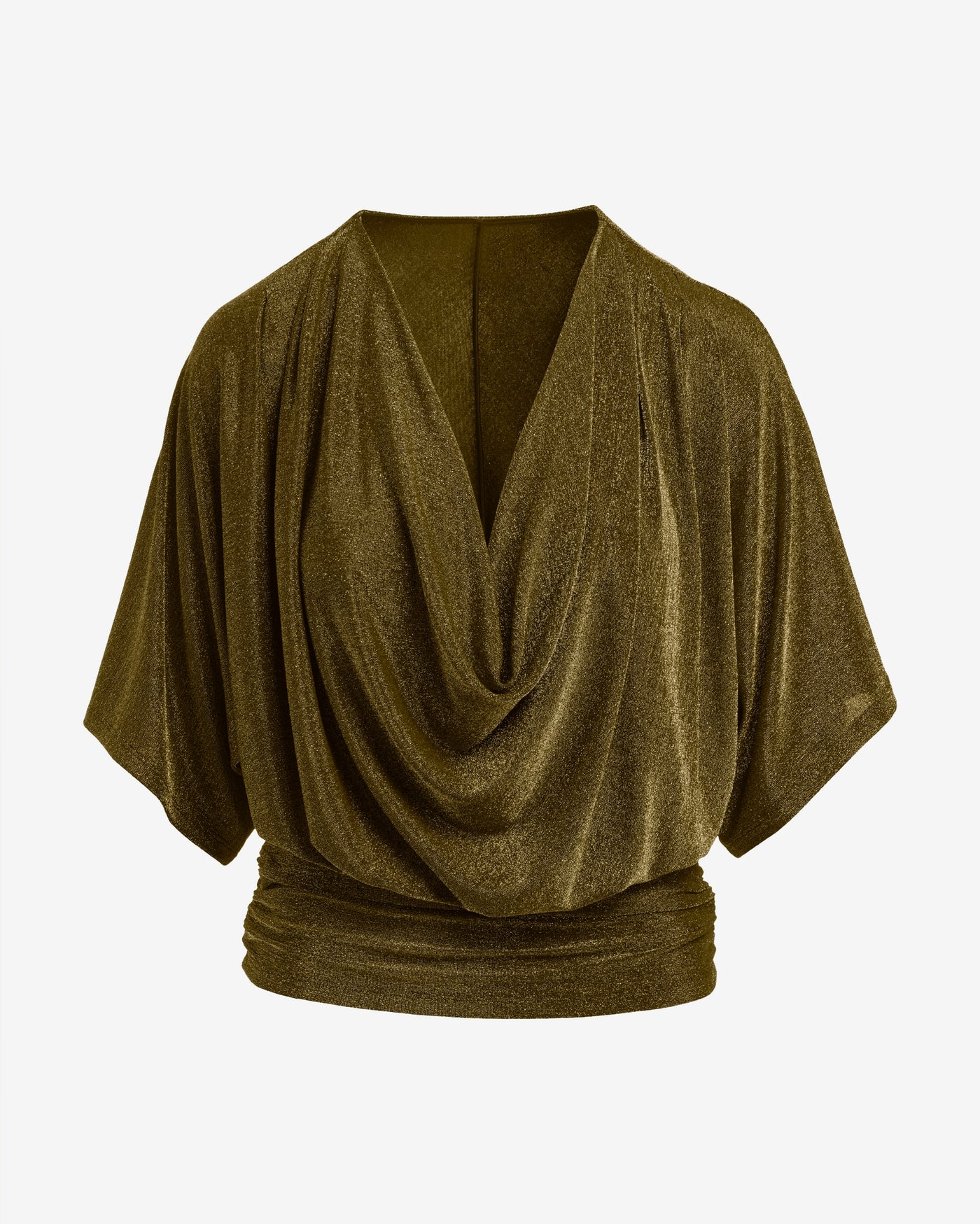 Shimmer Cowl Neck Blouson Top Copper