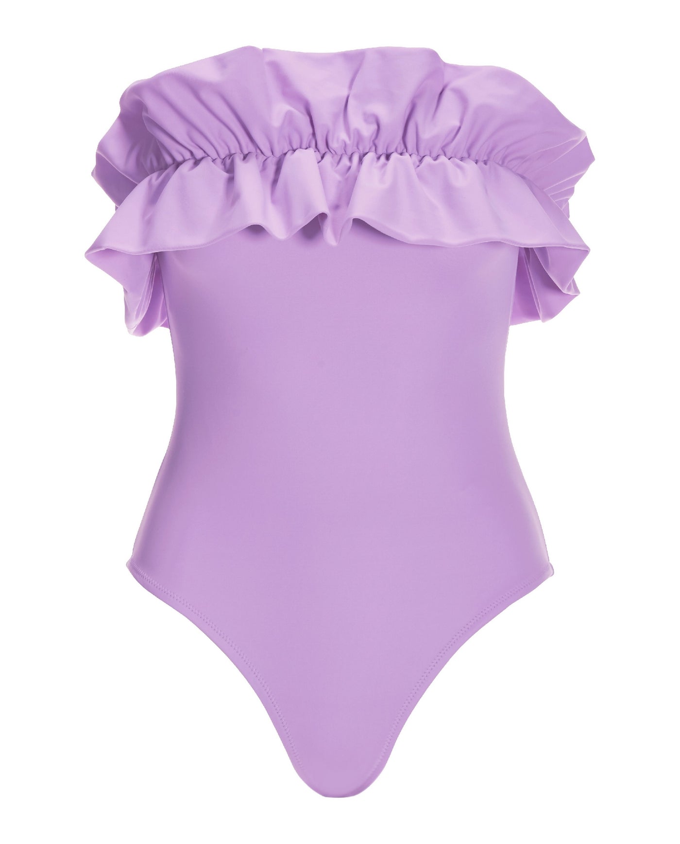 Ruffle Strapless One Piece Swimsuit Lilac