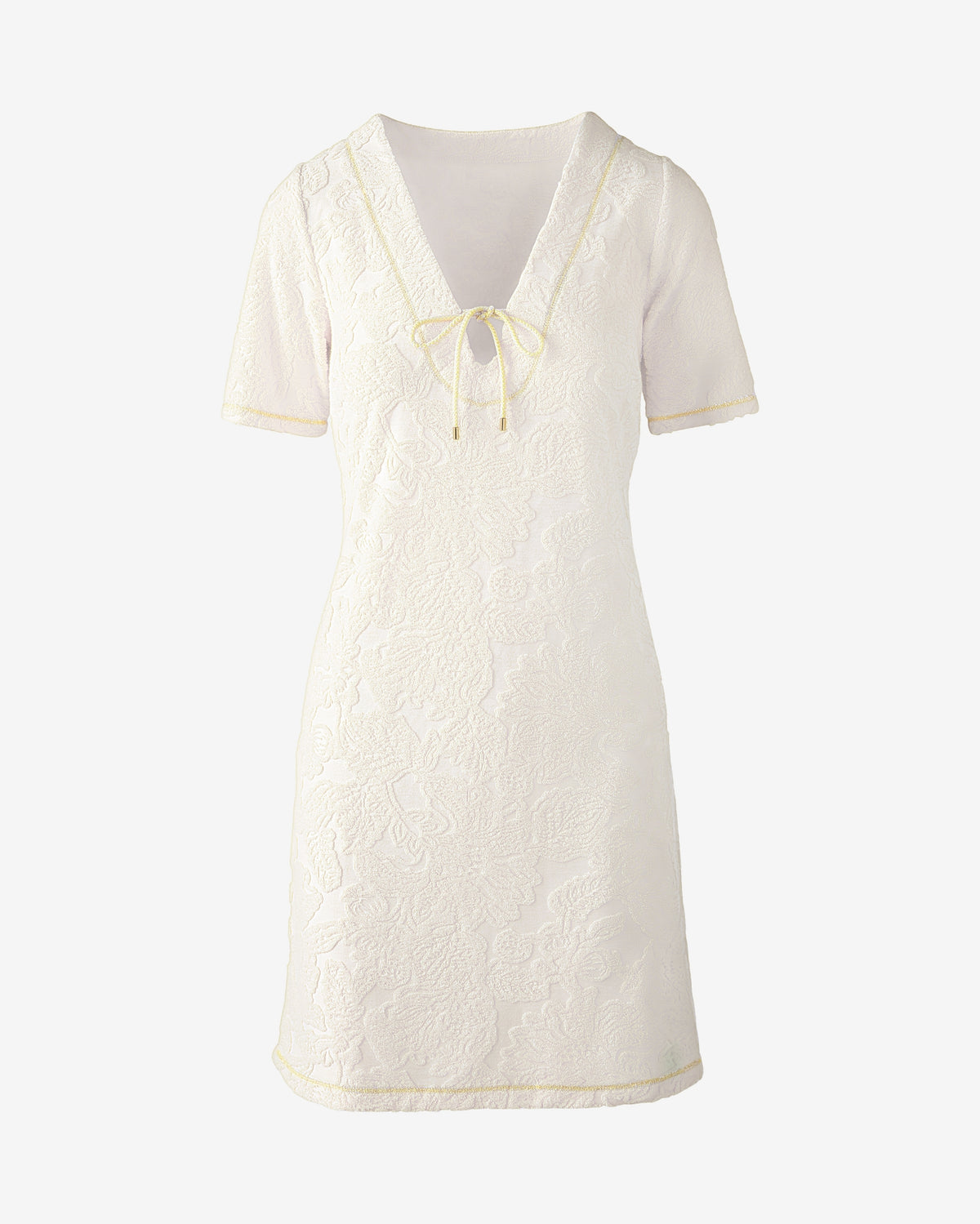 Textured Beach Terry Tie Front Shirt Dress Off White
