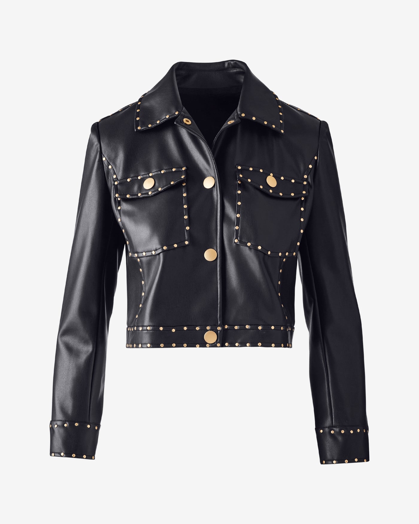 Faux Leather Studded Jacket Black