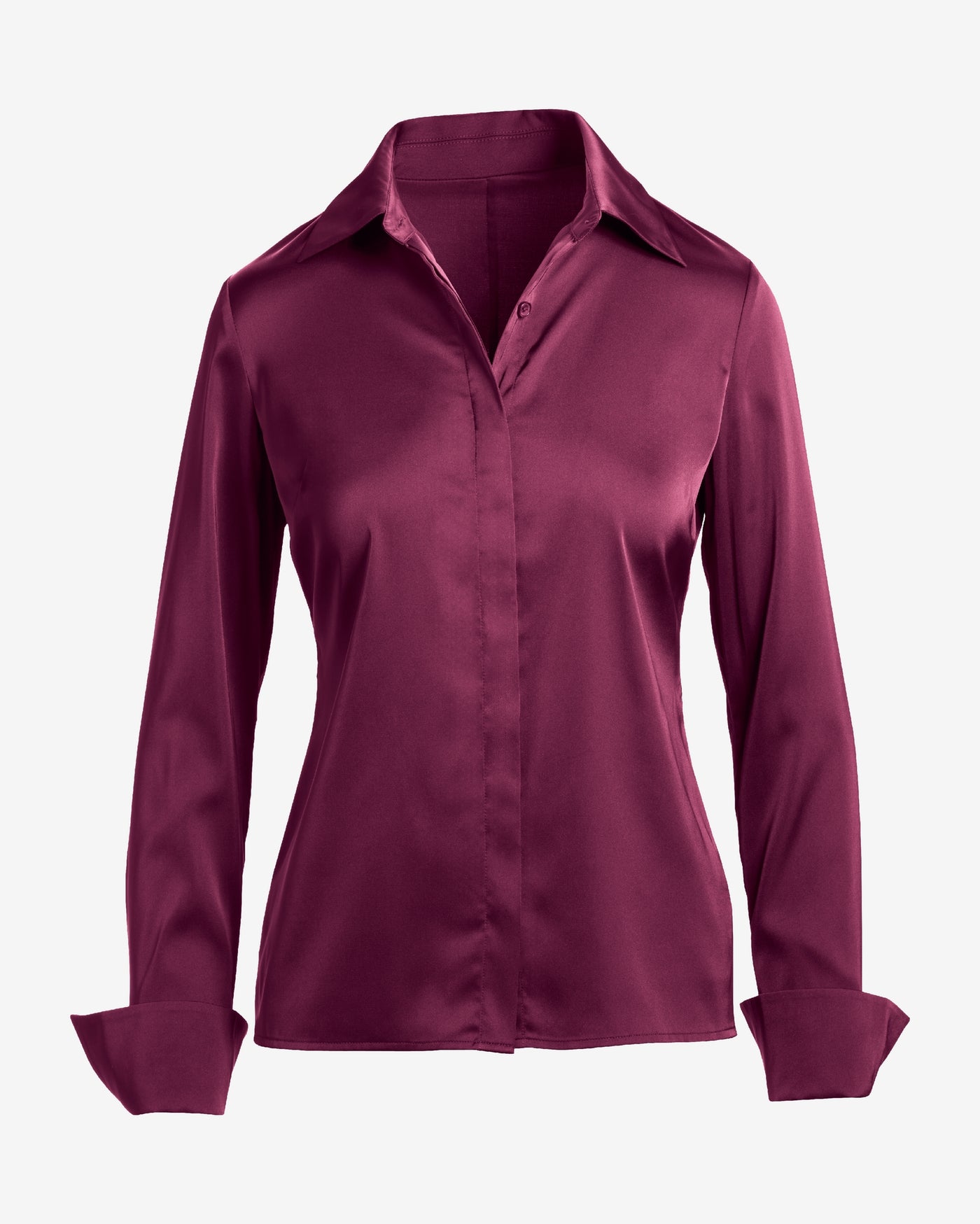 Sophia Button-Up Charmeuse Blouse Black Cherry