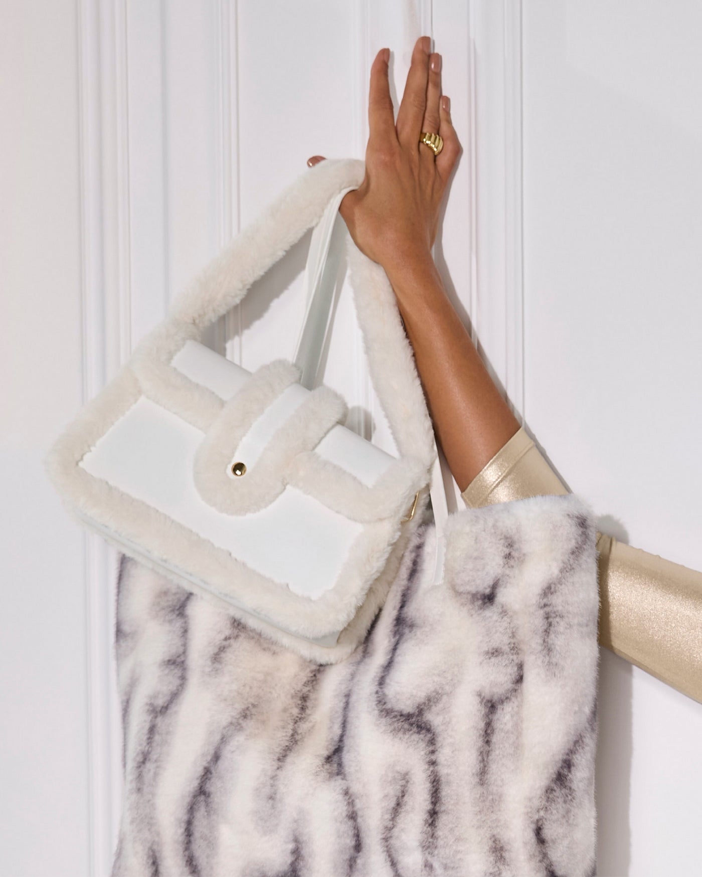 Shearling Purse White