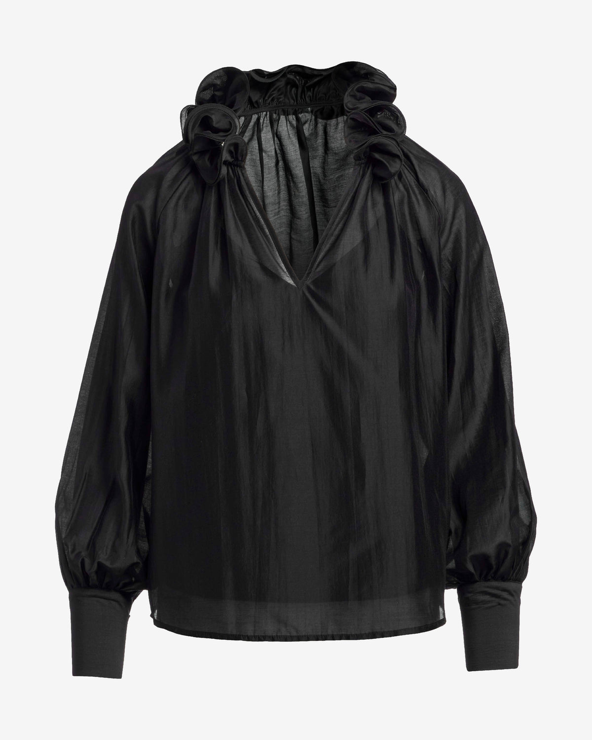 Ruffle Collar Blouse Black