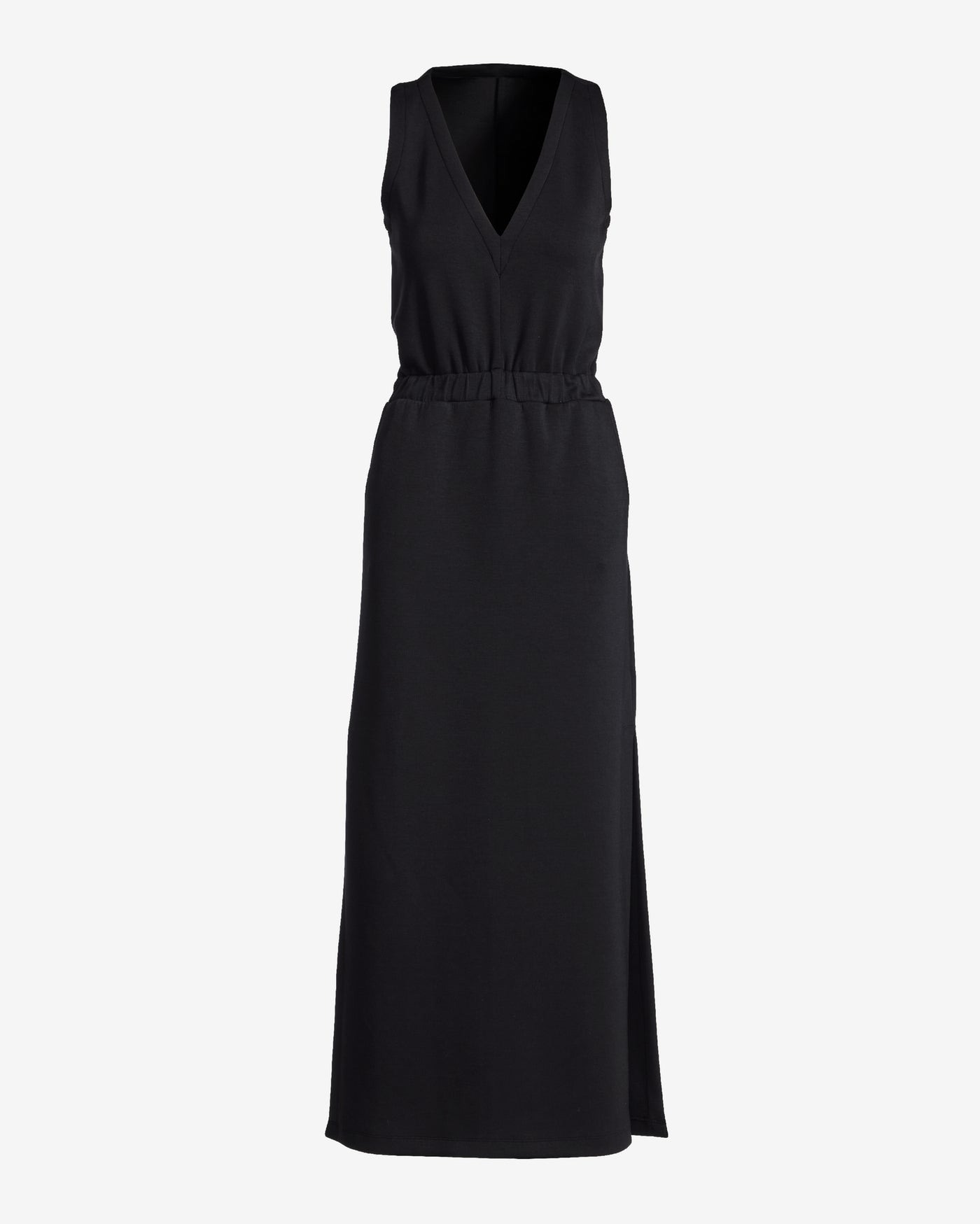 Luxe Lounge V-Neck Blouson Maxi Dress Black