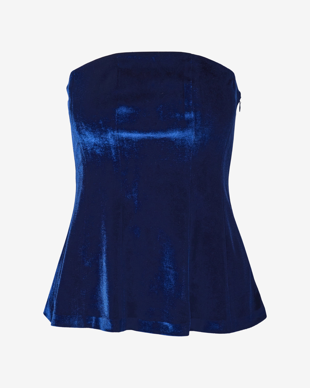 Strapless Peplum Velvet Top Navy