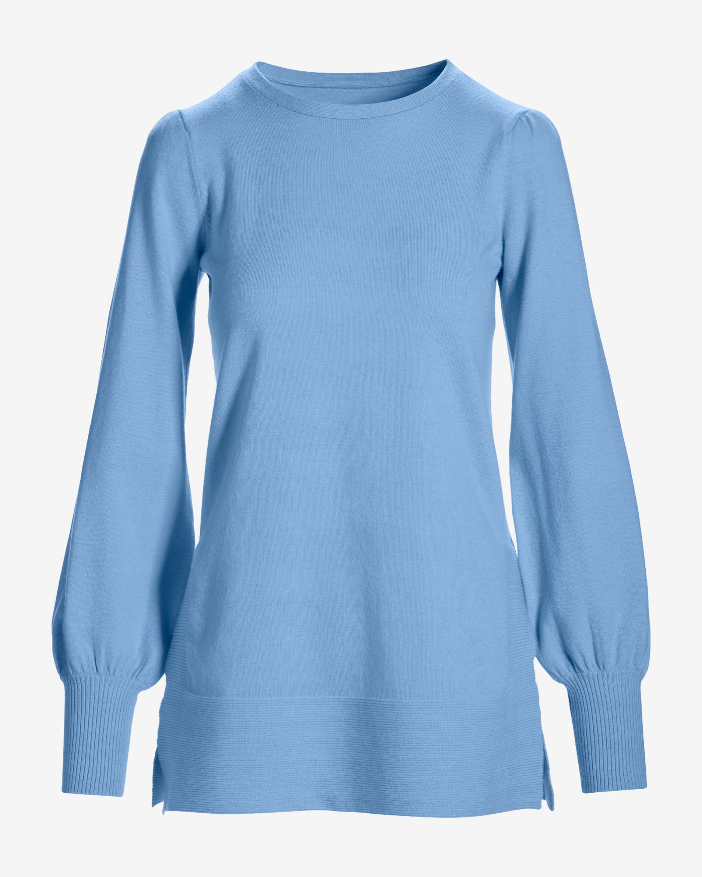 Lightweight Puff Sleeve Tunic Sweater Clear Blue Sky