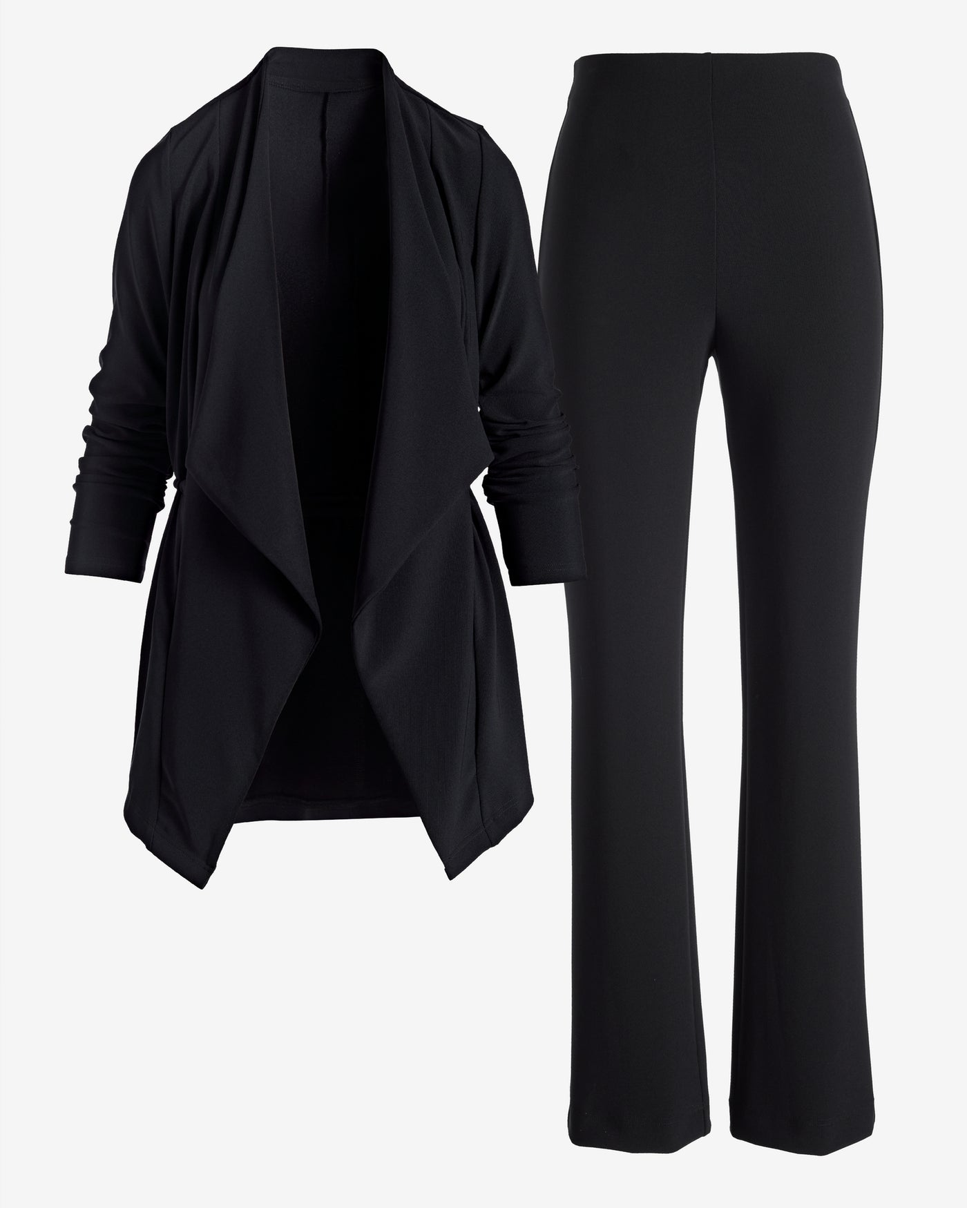 Beyond Travel Ruched Sleeve Coordinate Set Jet Black