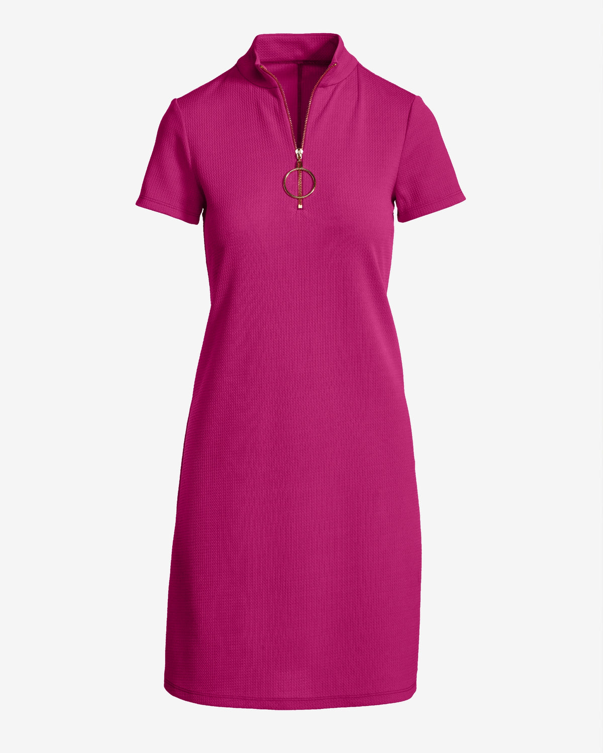 Zip Up Short Sleeve Shift Dress Very Berry