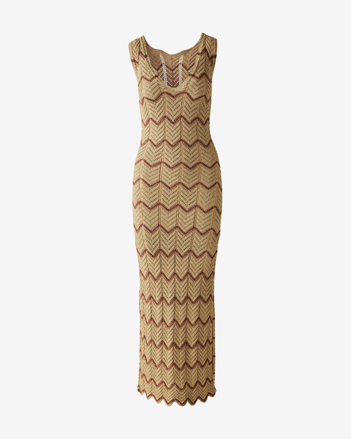 Metallic Pointelle V Neck Tank Dress Gold