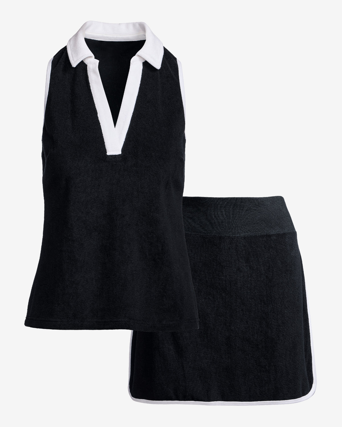 Beach Terry Colored Top and Skort Set Black/White