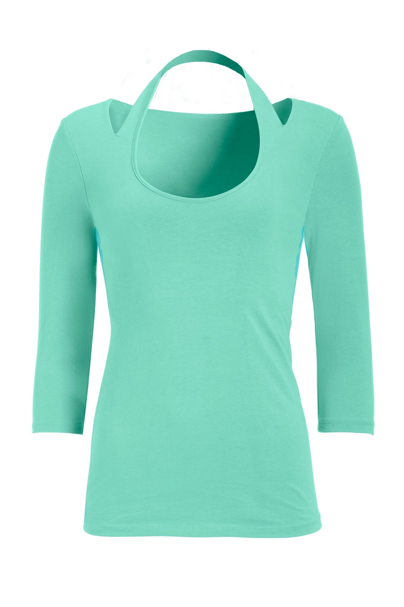 So Sexy Cutout Scoop Neck Halter Top Light Blue