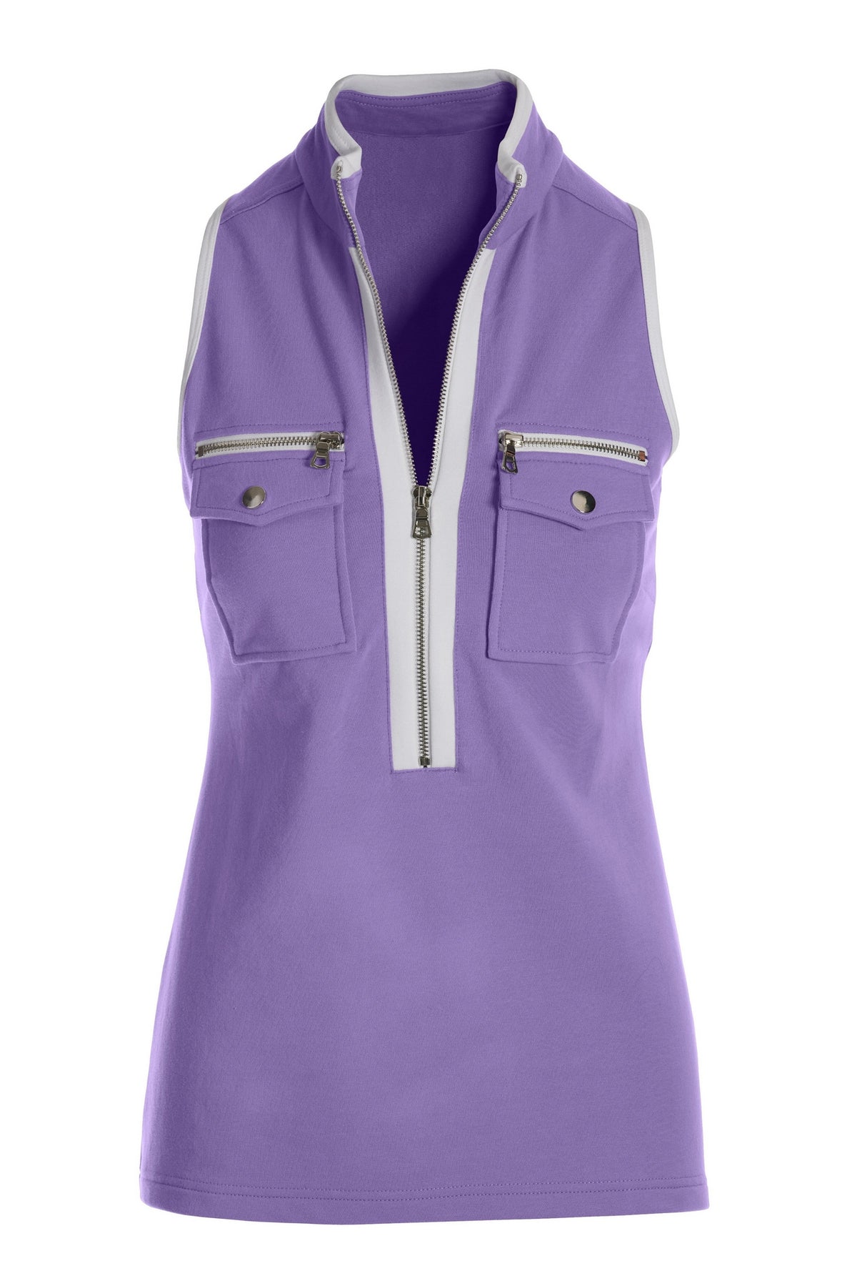 Sleeveless Chic Zip Top French Lilac