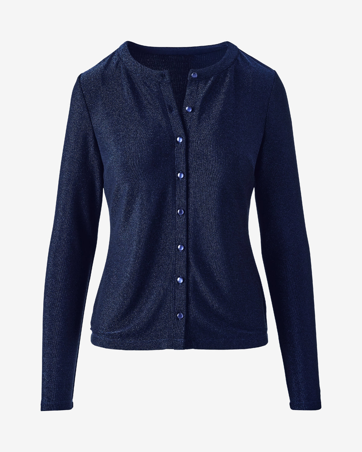 Shimmer Button Up Top Navy Blue