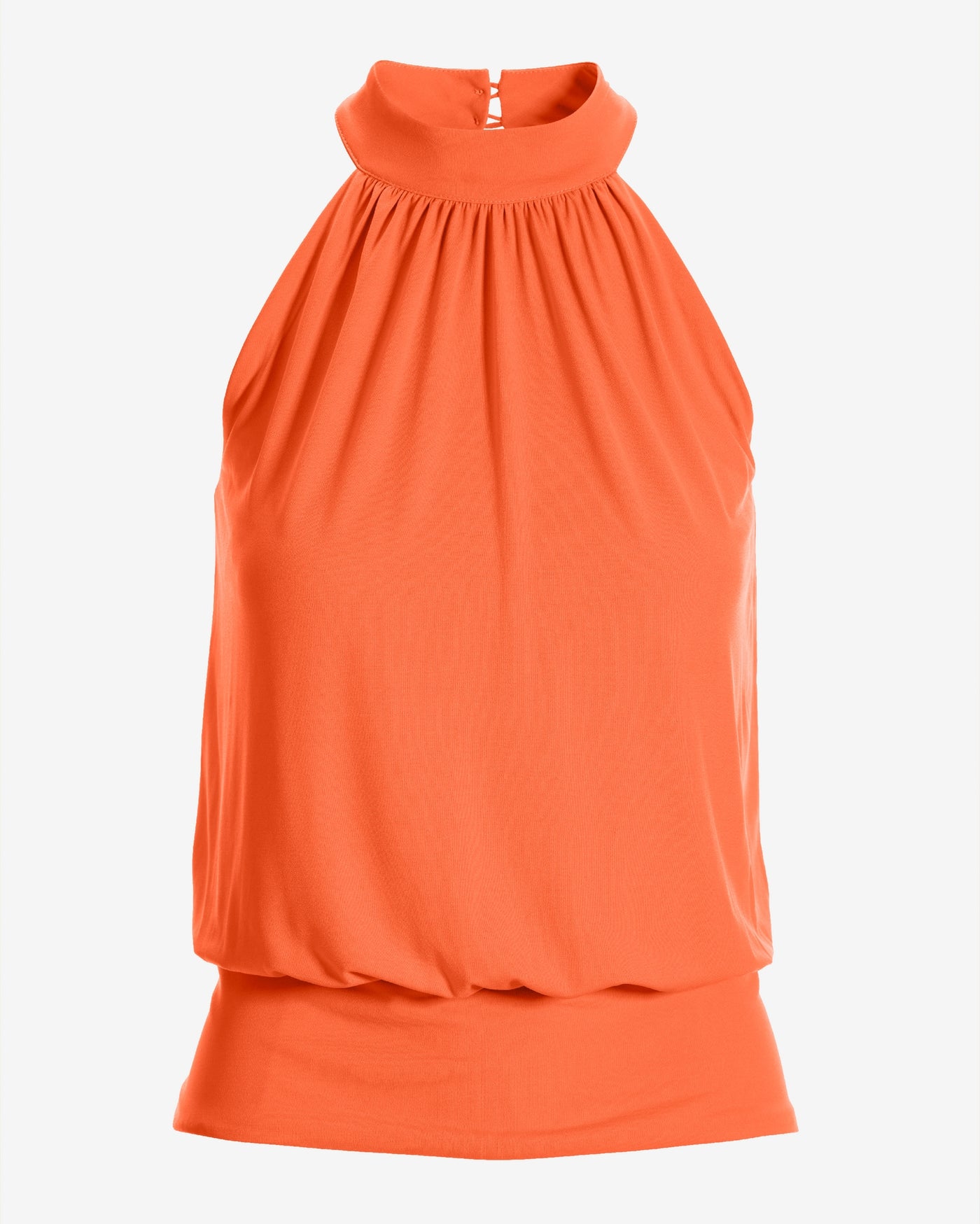 Halter Banded-Bottom Mock-Neck Knit Top Flame