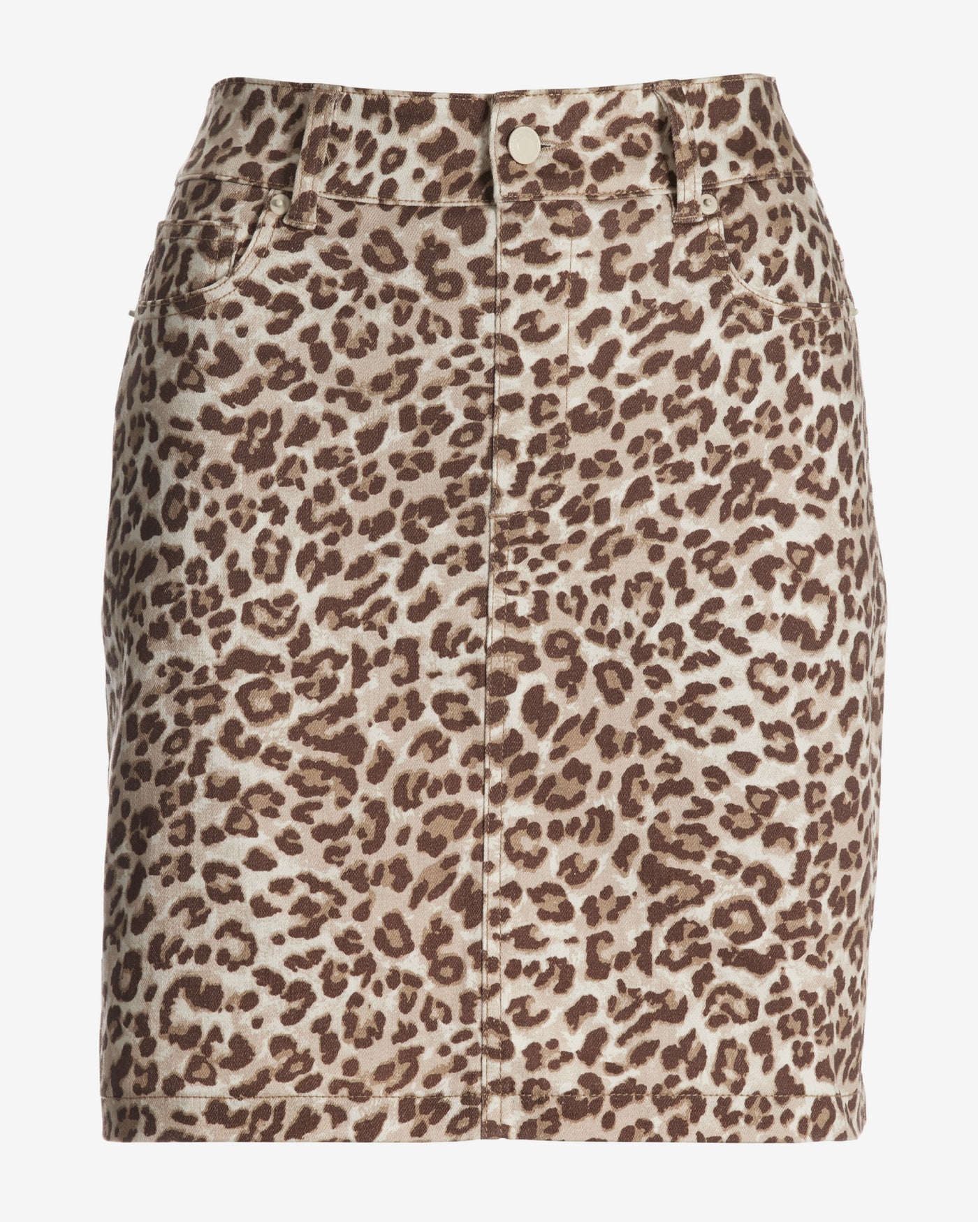 Snow Leopard Print Denim Skort Neutral