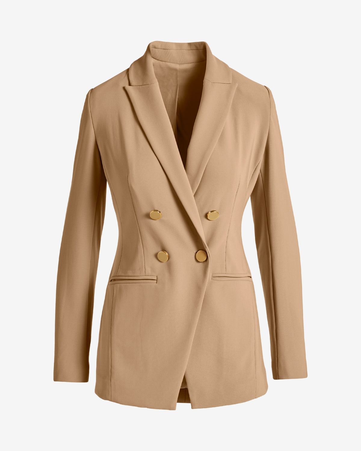 Beyond Travel Double Breasted Boyfriend Blazer Natural