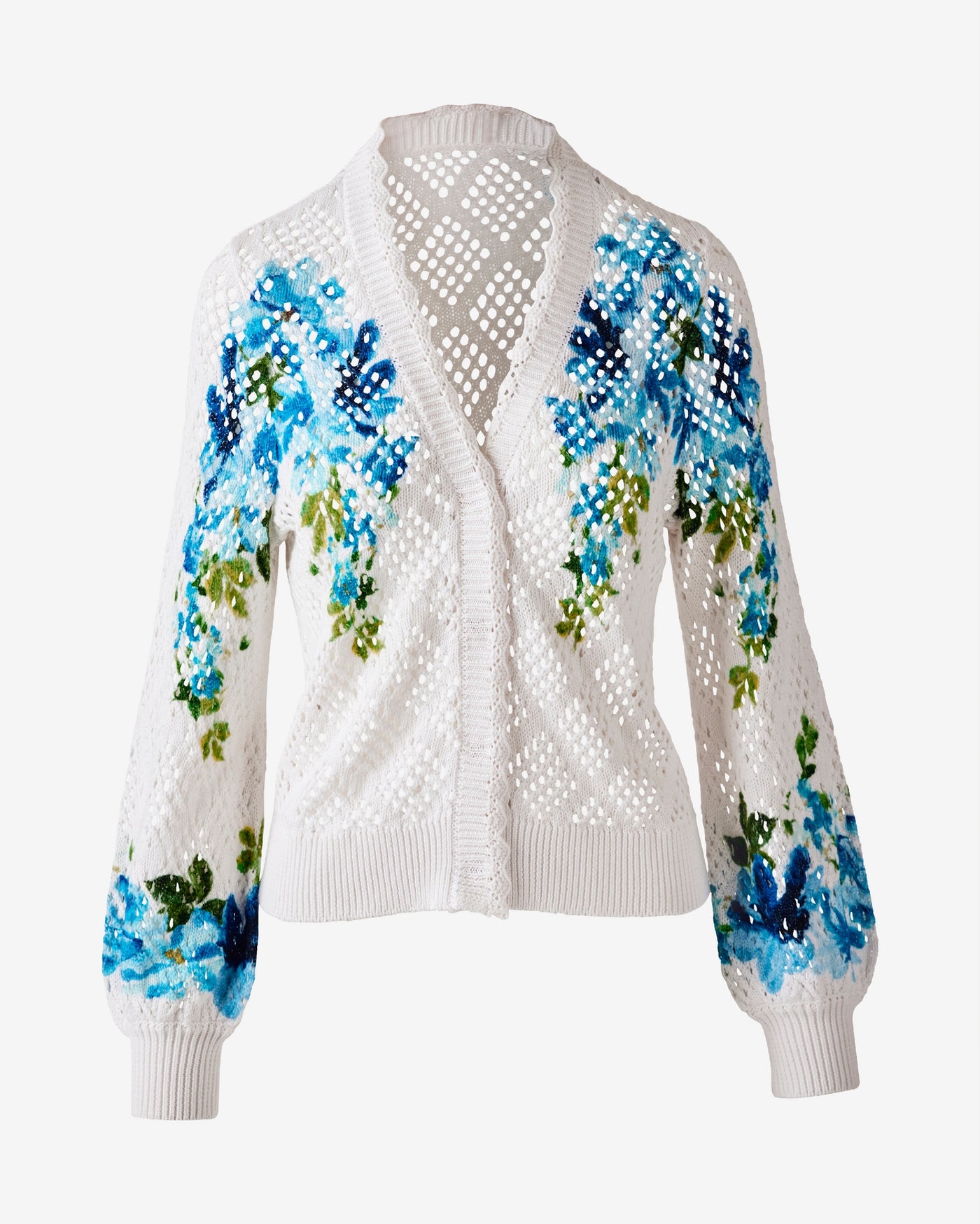 Printed Pointelle Cardigan Autumn Floral