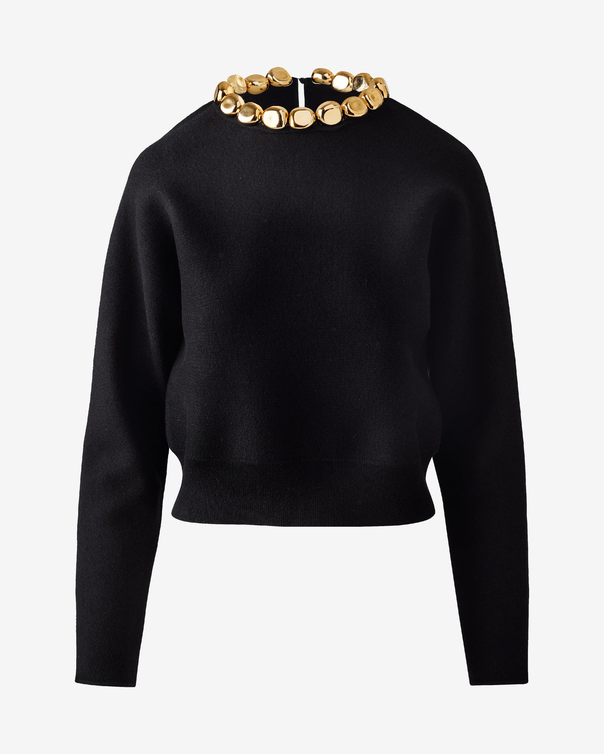 Necklace Trim Sweater Top Black