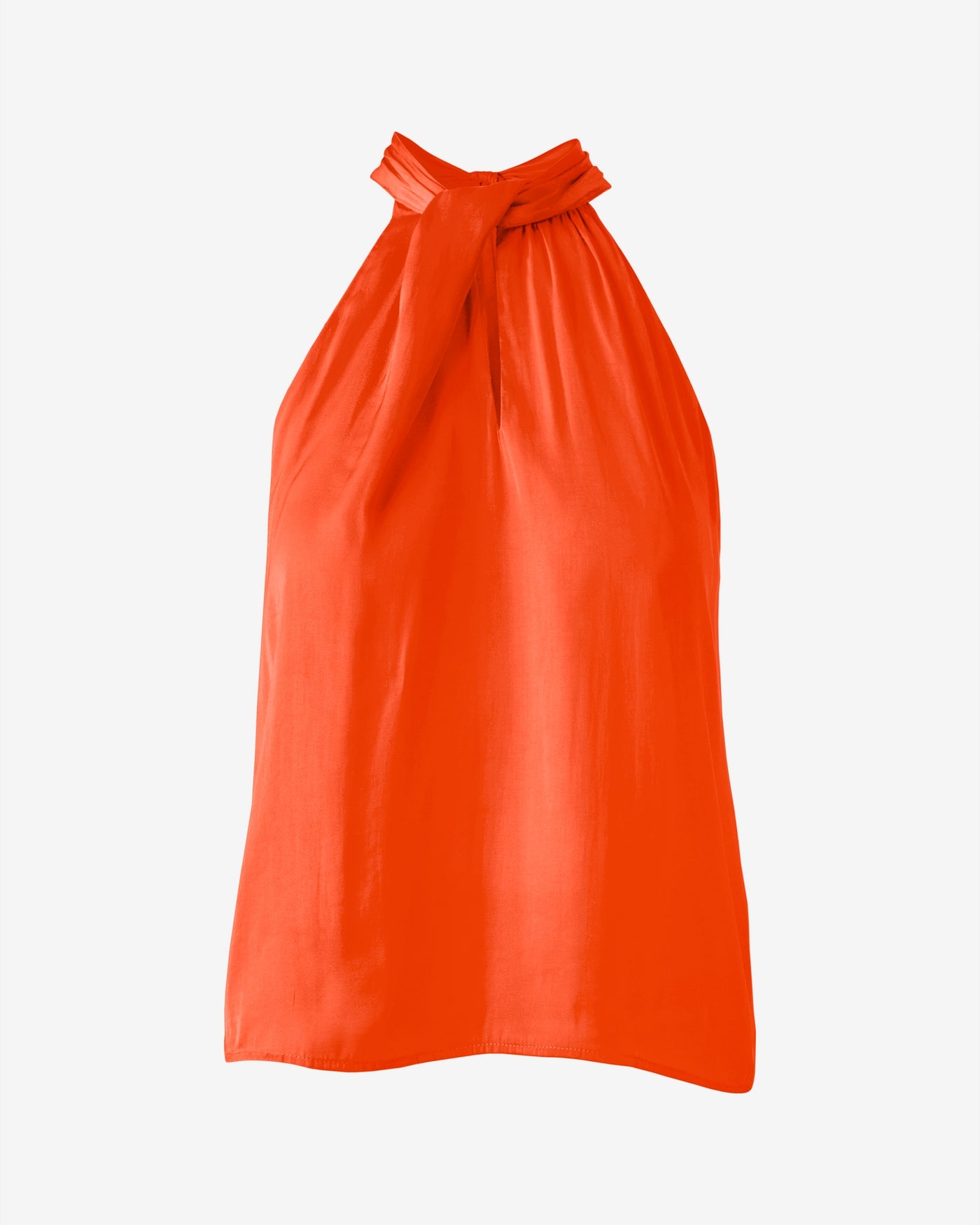 Keyhole Sleeveless Halter Blouse Mandarin Red