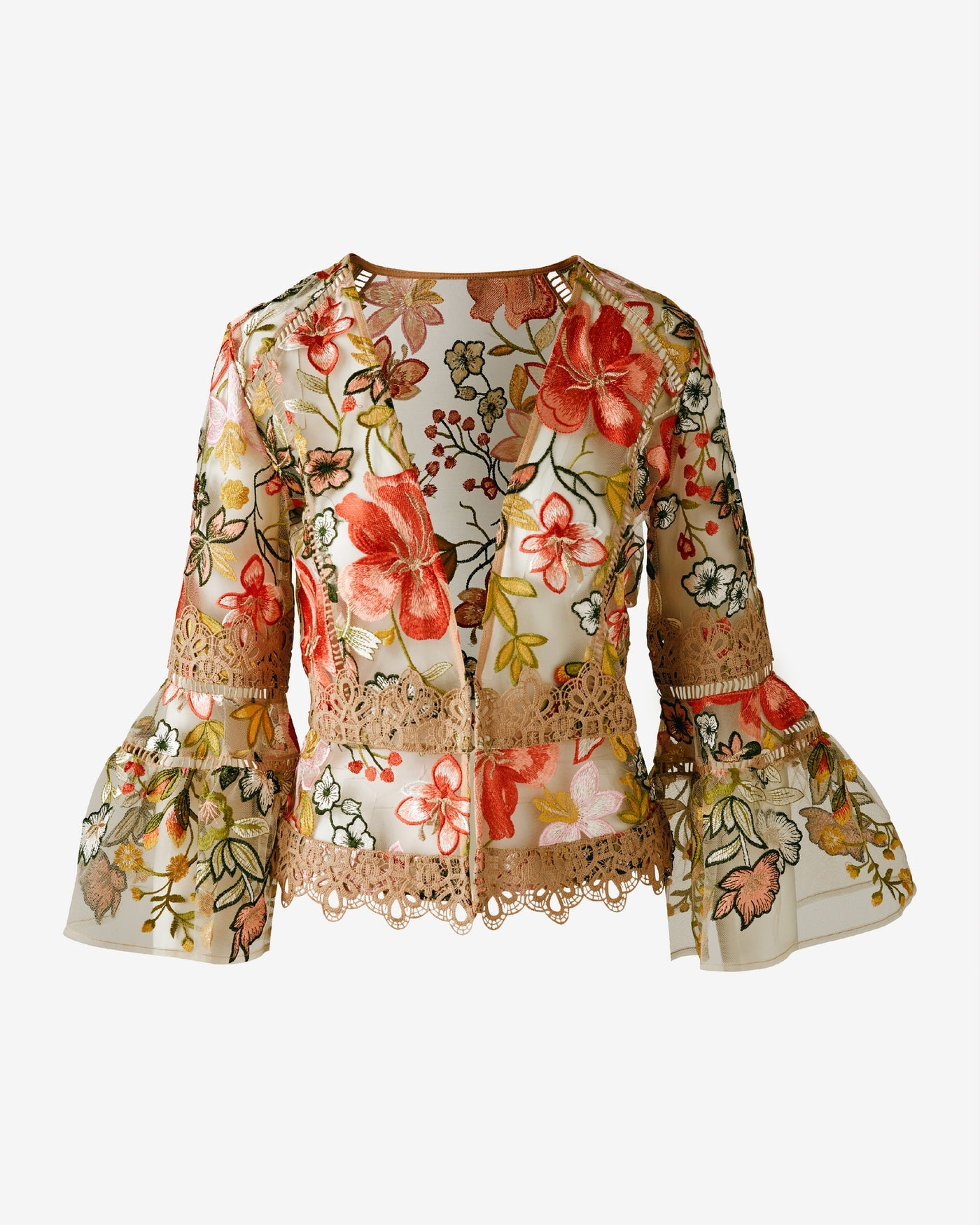 Mesh Embroidered Kimono Jacket Multi