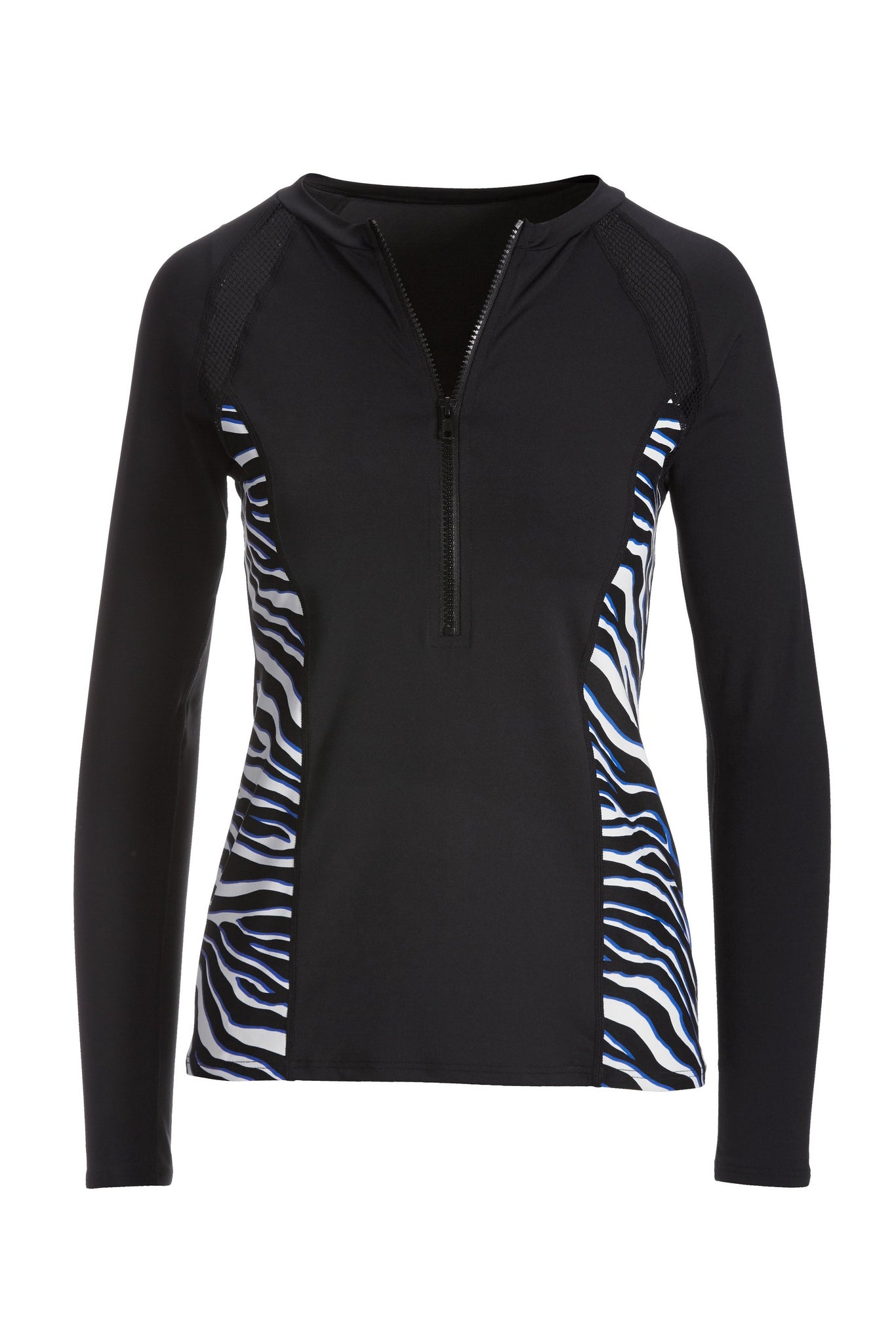 Swim Sense Ocean Zebra Printed Rashgaurd Deep Ocean/Black