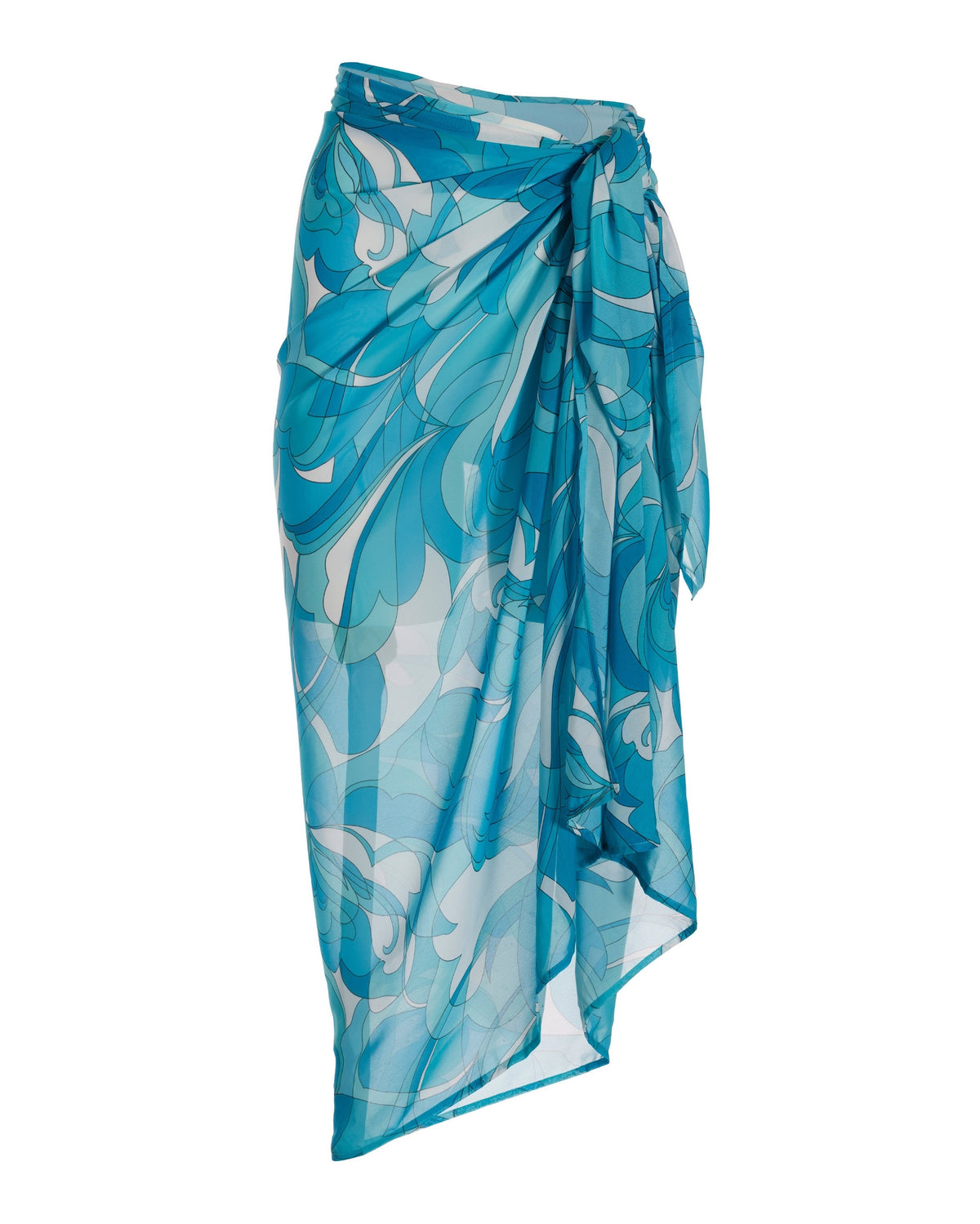 TEAL WATERS PRINTED SARONG COVER-UP Blue