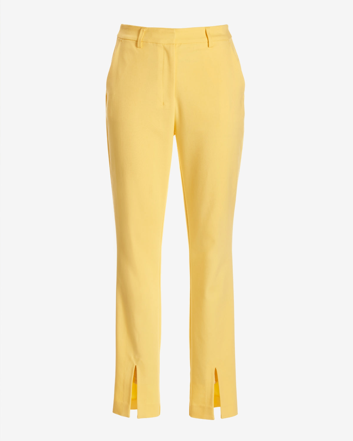 Newport Modern Slim Straight Leg Slit Front Trouser Pant Lemon Drop