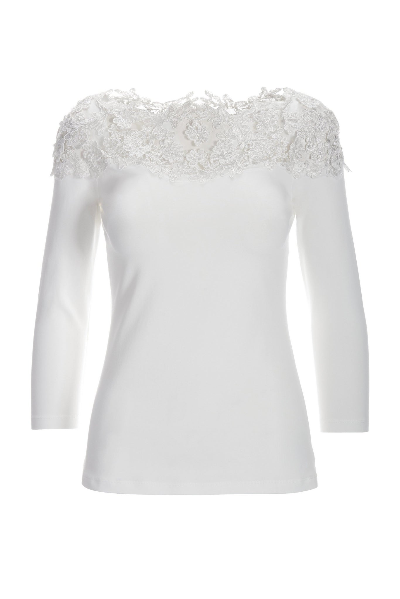 Lace Illusion Knit Top White