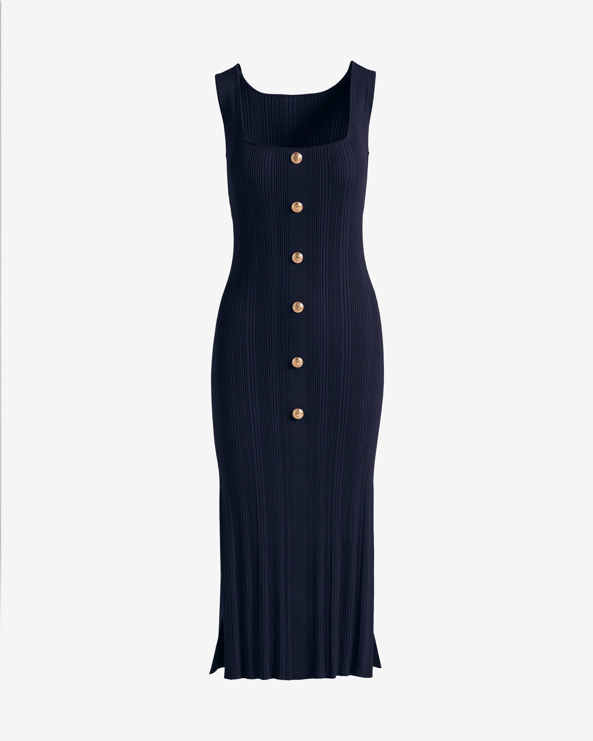 Crested Button Sweater Dress Navy