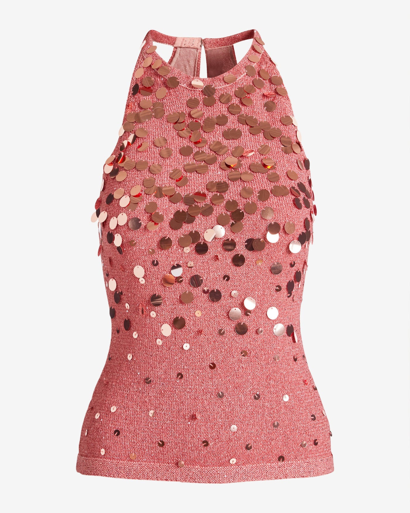 Sequin High Neck Tank Flamingo Pink