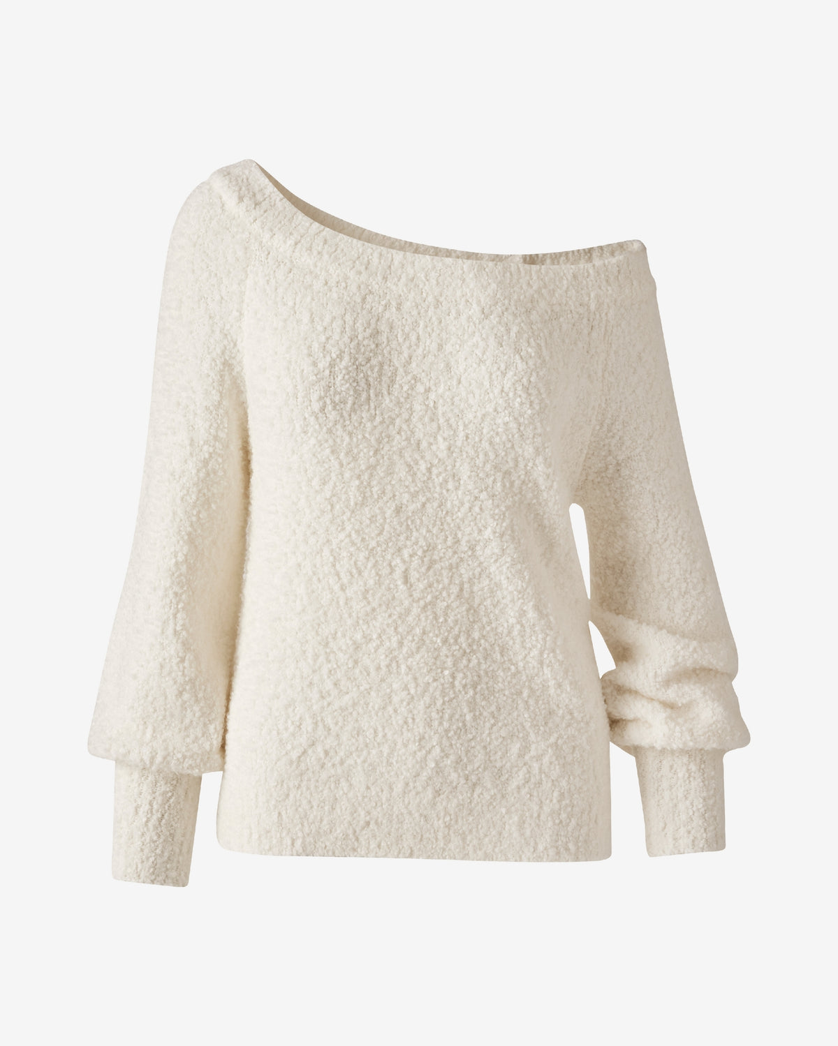 Boucle Yarn Slouchy Sweater Off White