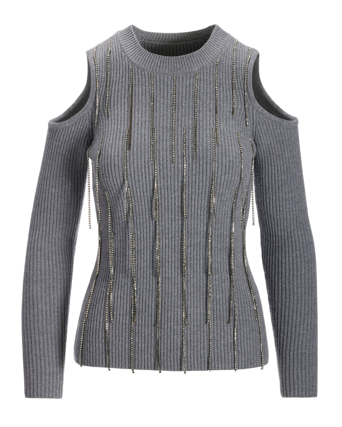 Rhinestone Fringe Sweater Charcoal