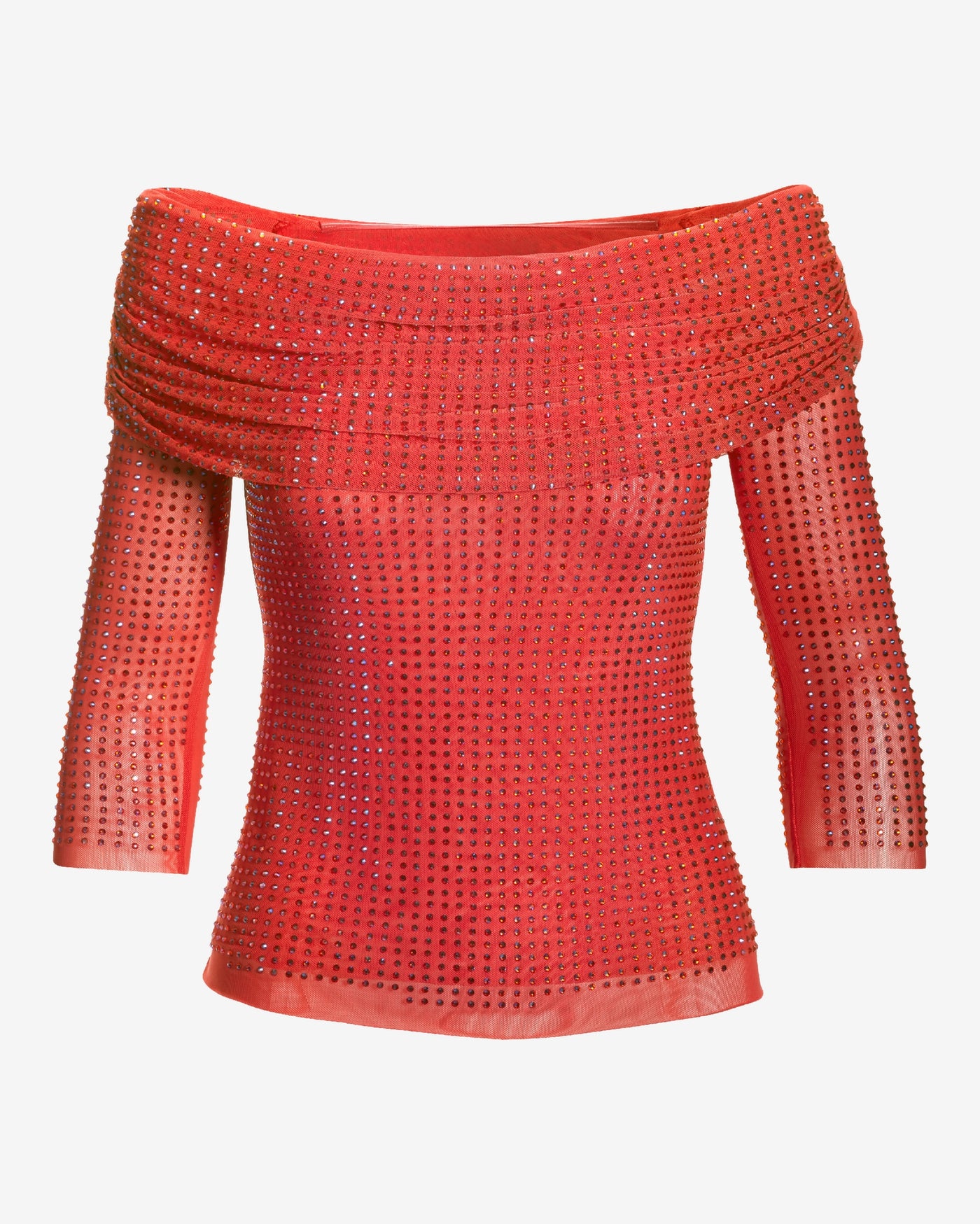 Heat Seal Mesh Off The Shoulder Top Bittersweet