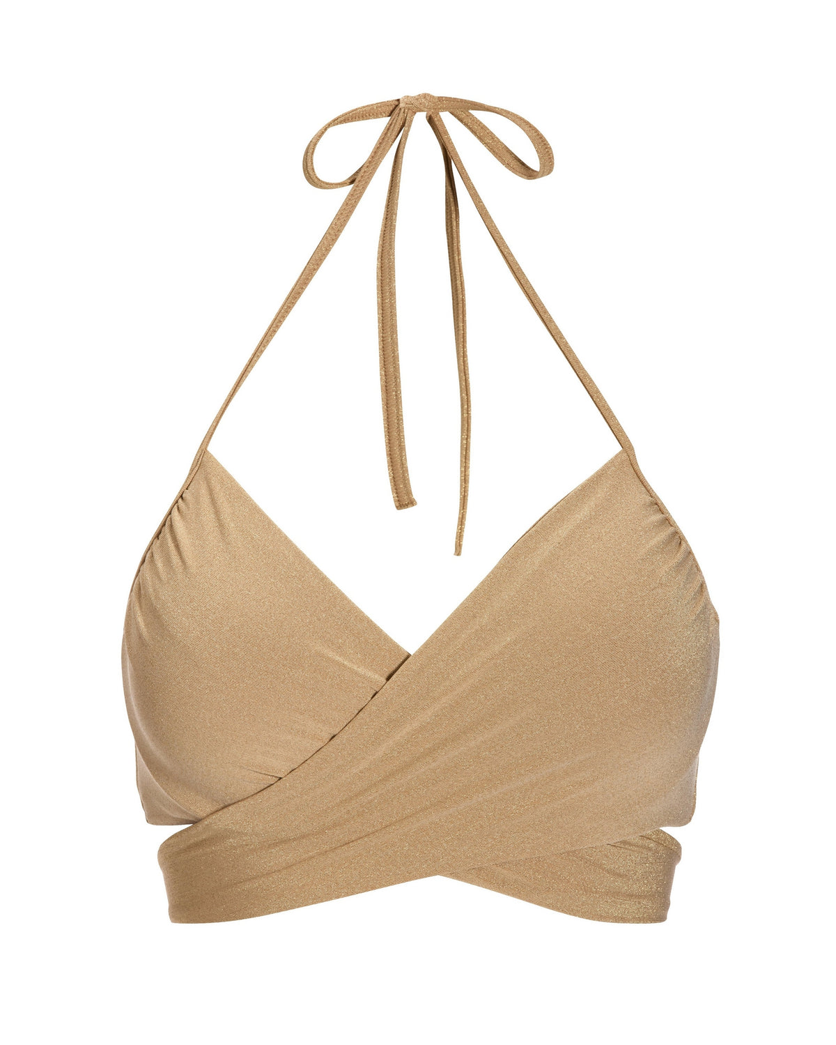 Swim Sense Gold Metallic Underwire Wrap Bikini Top Gold Metallic