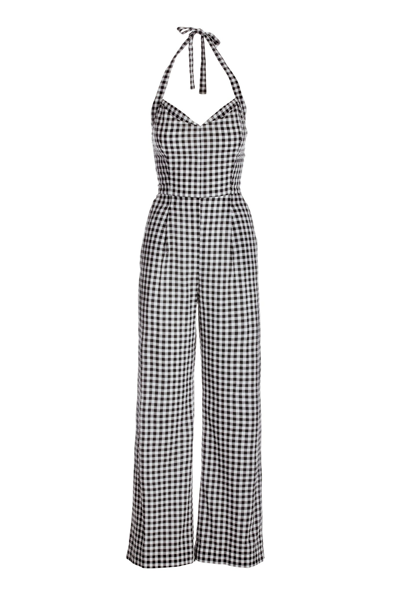 Halter Gingham Jumpsuit Black/White