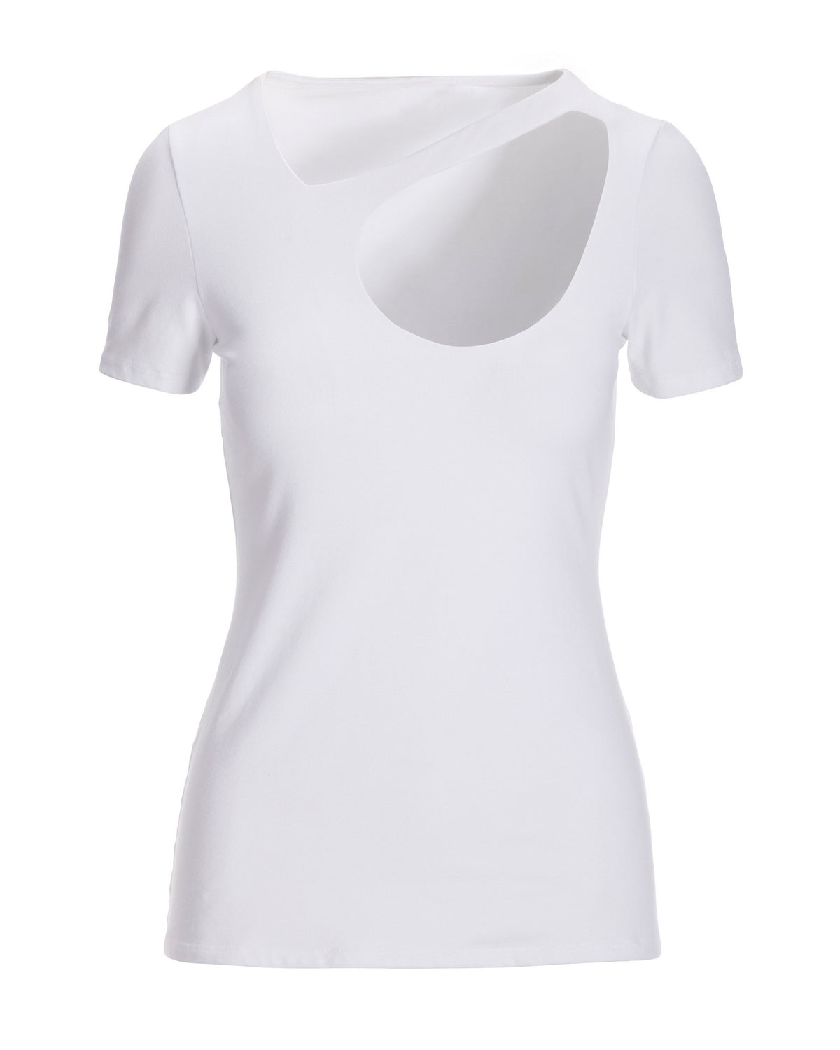 So Sexy Wide Cutout Short-Sleeve Knit Top White