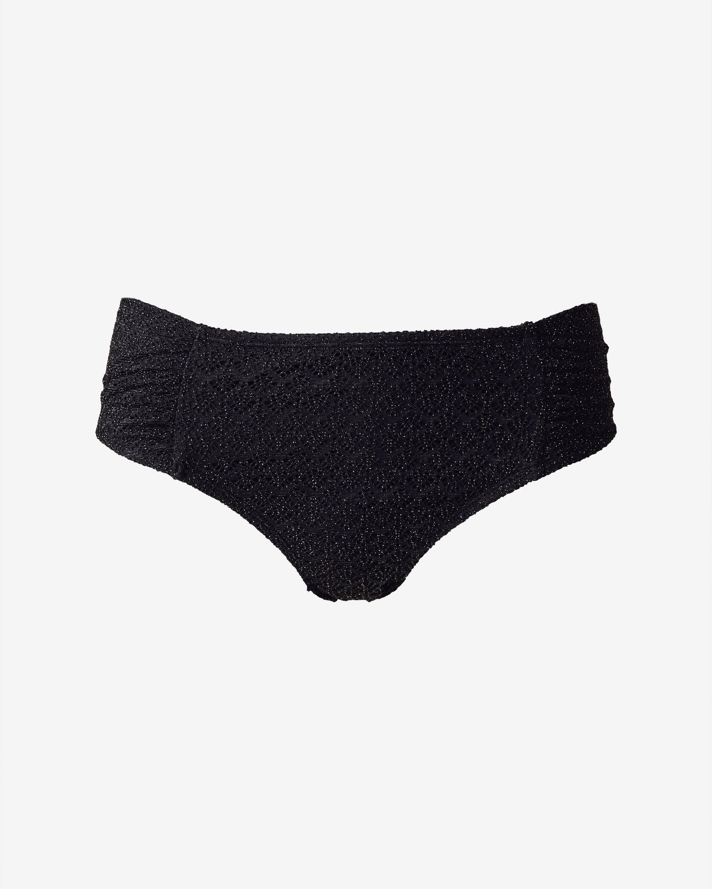 Swim Sense Metallic Crochet Bikini Bottom Black