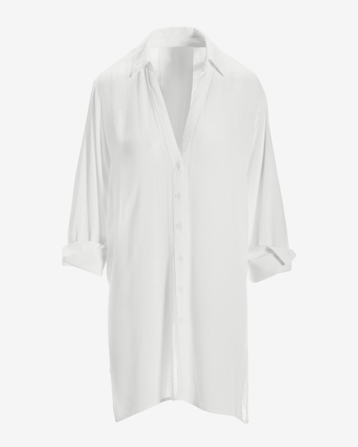 Button Up Versatile Shirt Cover Up White