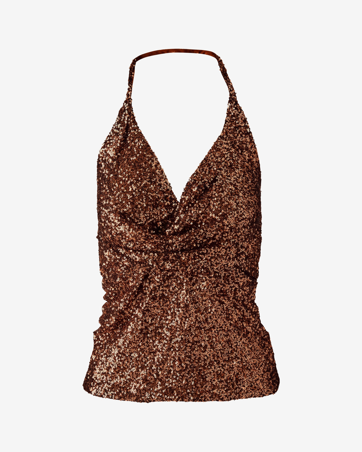 Draped Sequin Knit Top Tortoise Shell
