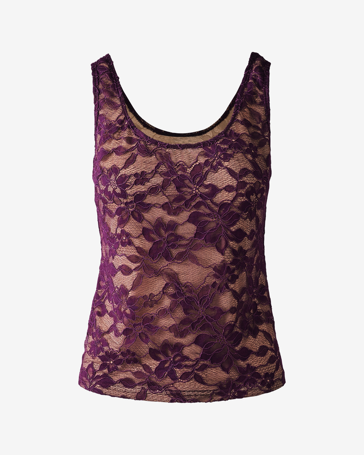 Lace Scoop Neck Tank Top Italian Plum
