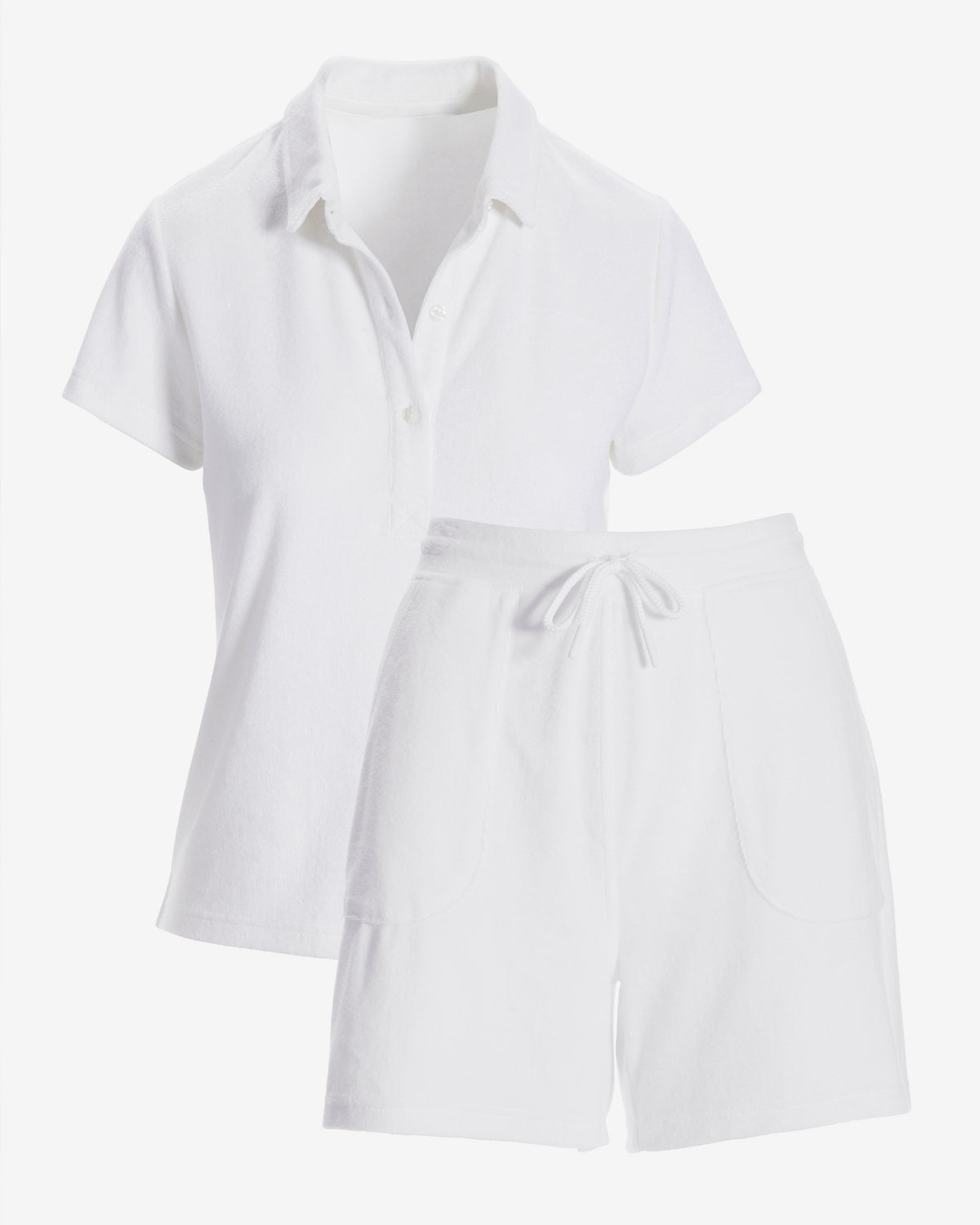 Beach Terry Polo Sport Short Set White