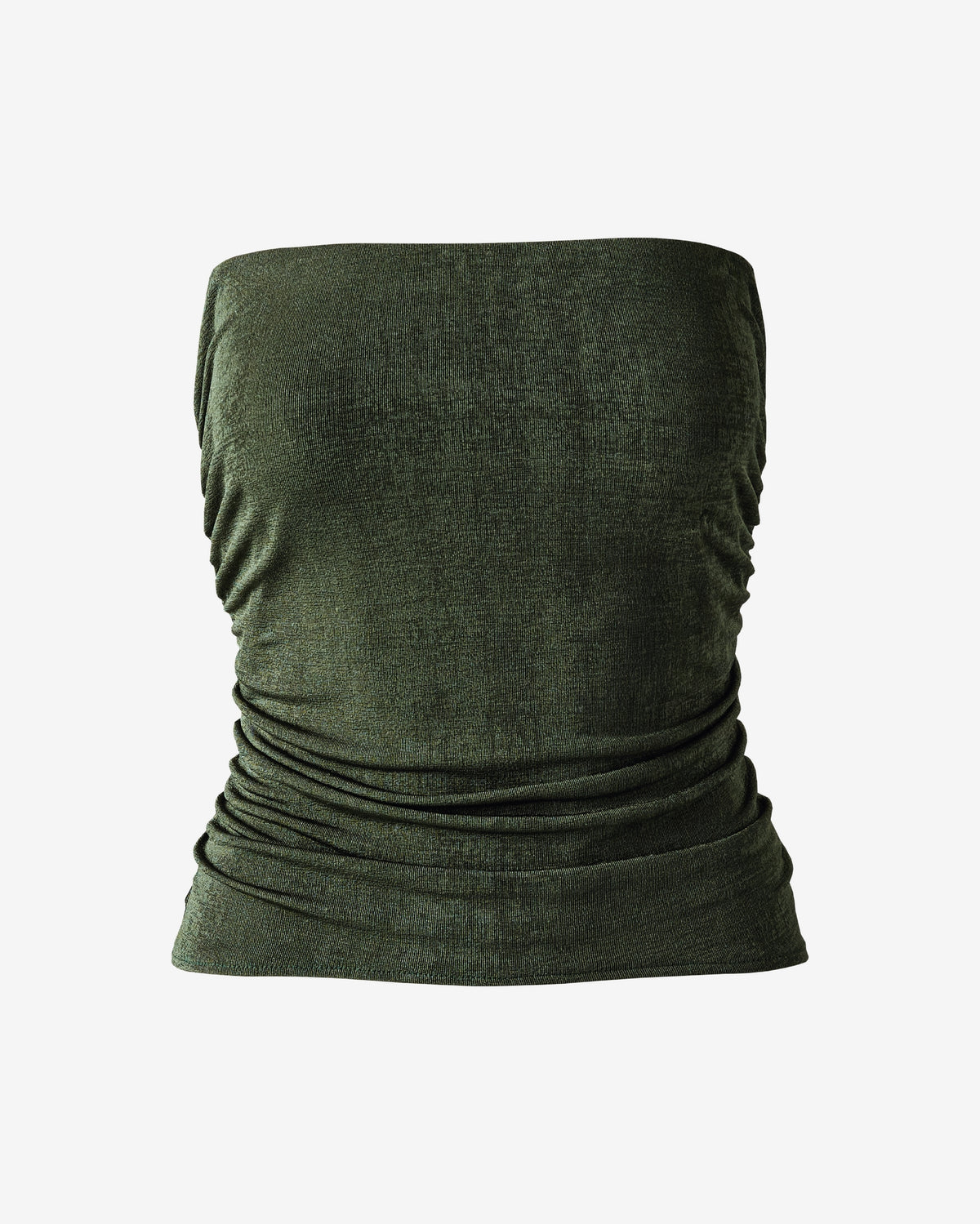 Strapless Ruched Knit Top Olive