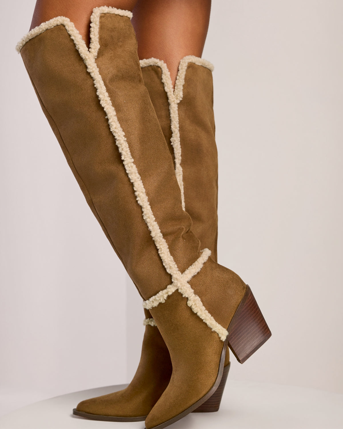 Jessica Simpson Shearling Over The Knee Boot Cognac