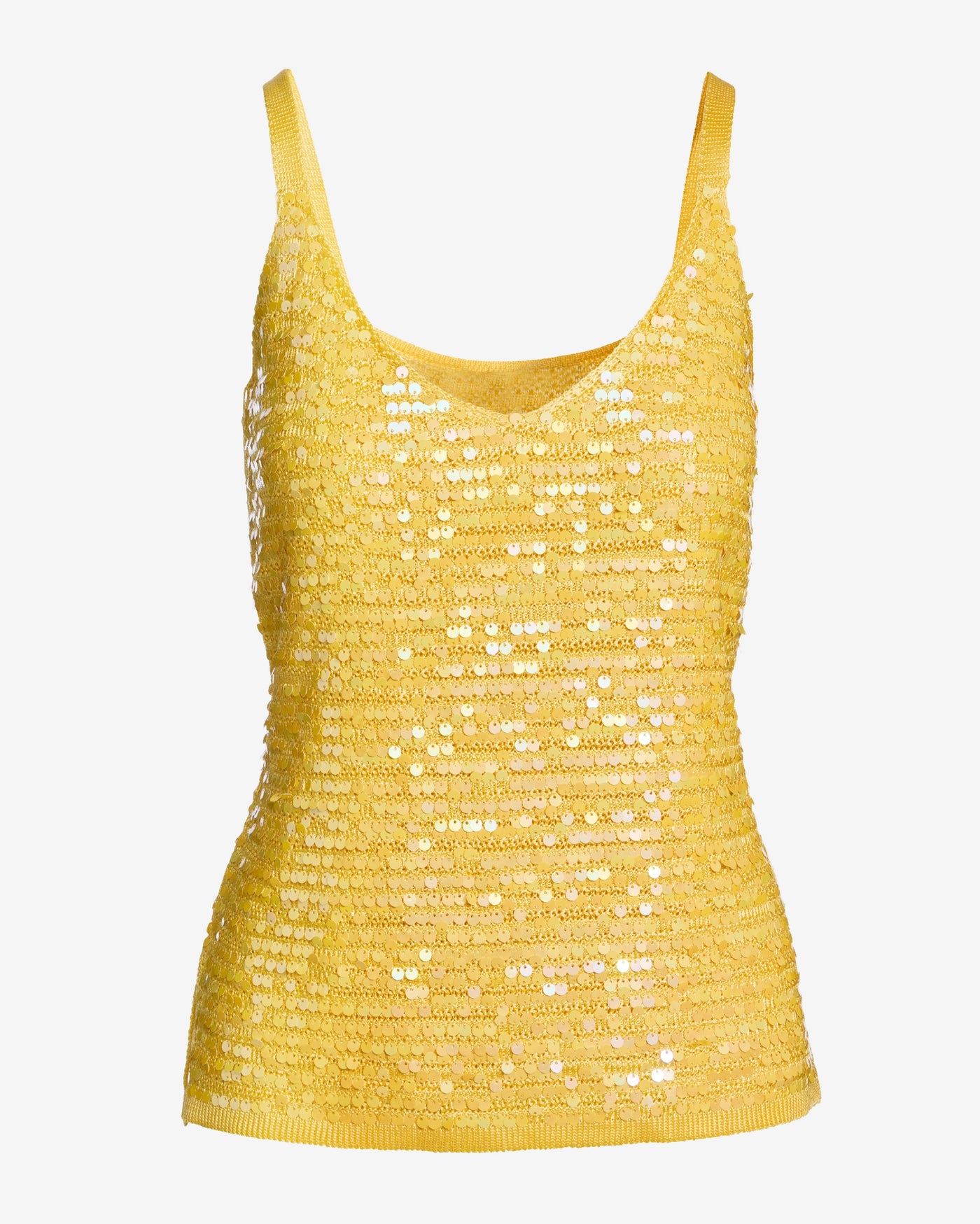 Sequin V-Neck Sweater Tank Lemon Drop